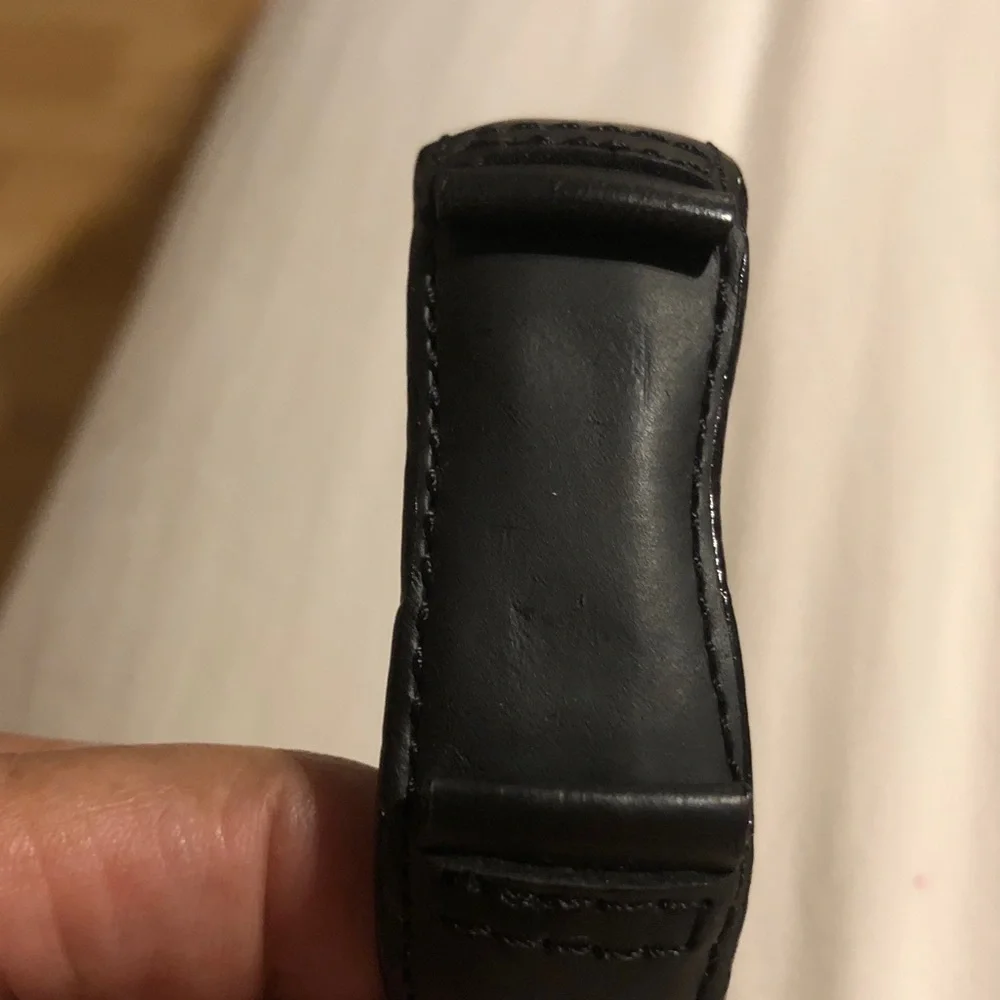 Men's Black Leather Watch Cuff Strap - Classic Adjustable Style